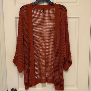 New Directions Terracotta Open-Knit Cardigan